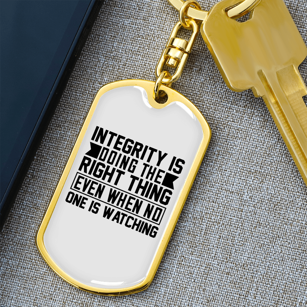 Integrity Keychain Stainless Steel or 18k Gold Dog Tag Keyring-Express Your Love Gifts