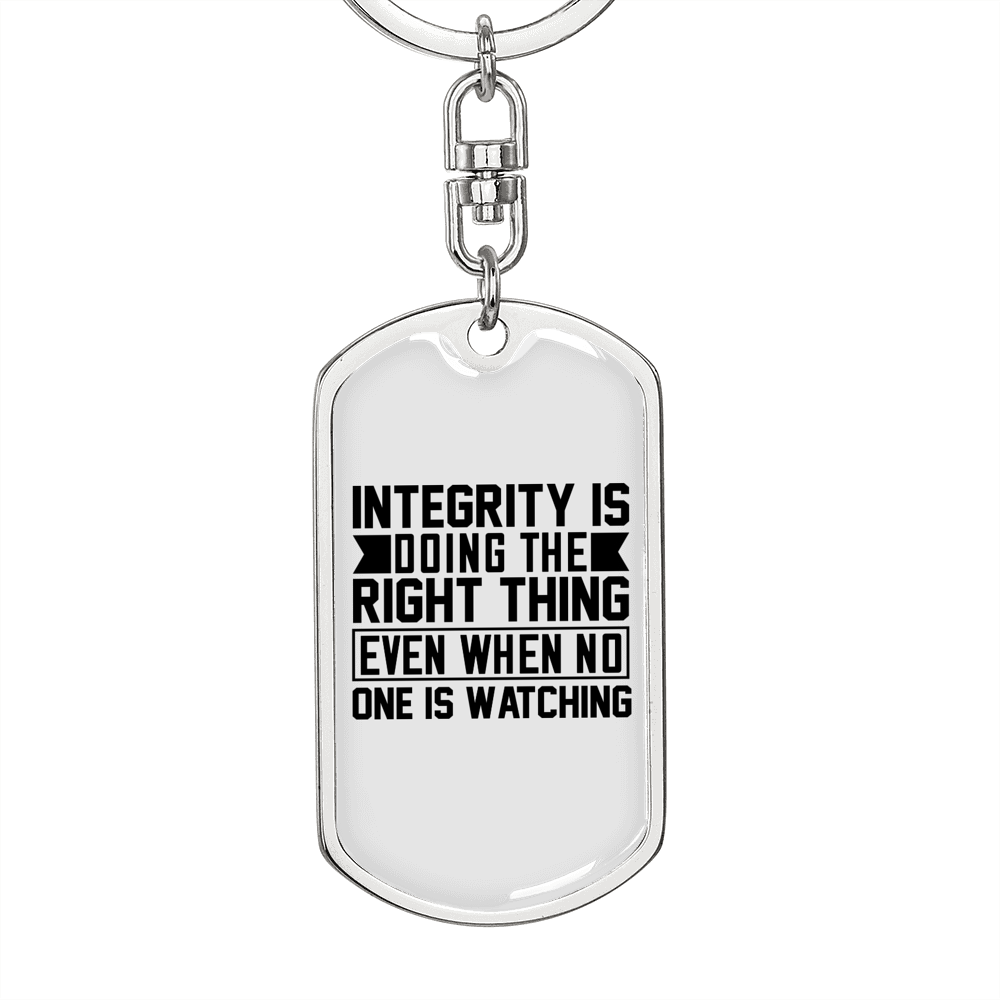 Integrity Keychain Stainless Steel or 18k Gold Dog Tag Keyring-Express Your Love Gifts