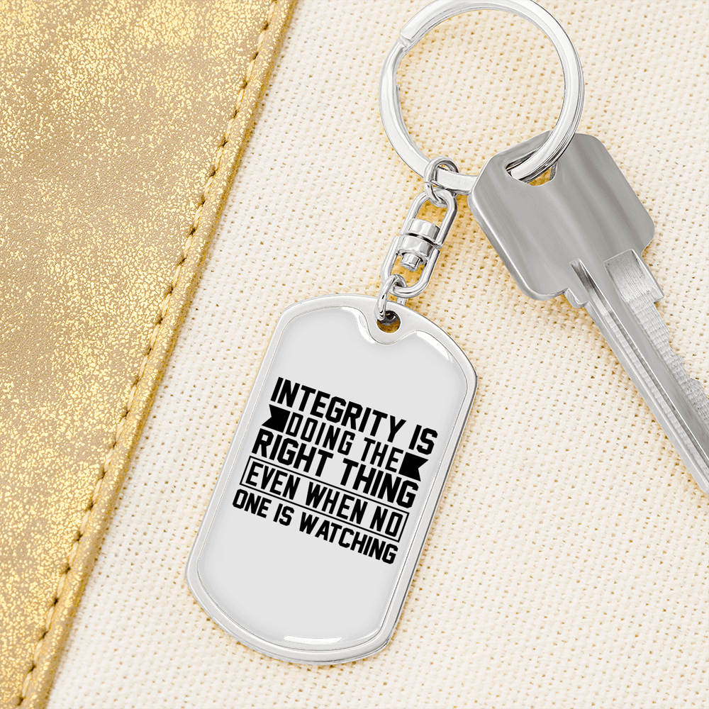 Integrity Keychain Stainless Steel or 18k Gold Dog Tag Keyring-Express Your Love Gifts