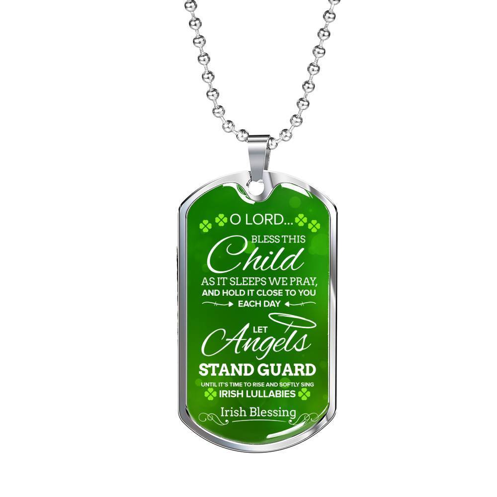 Irish Religious Gift Blessing Prayer Necklace Stainless Steel or 18k Gold Dog Tag 24" Chain-Express Your Love Gifts