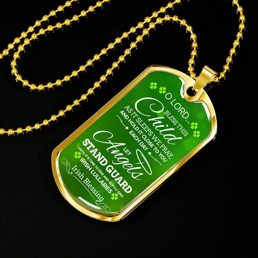 Irish Religious Gift Blessing Prayer Necklace Stainless Steel or 18k Gold Dog Tag 24" Chain-Express Your Love Gifts