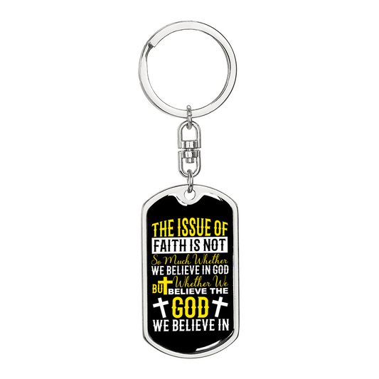 Issue Of Faith Keychain Stainless Steel or 18k Gold Dog Tag Keyring-Express Your Love Gifts