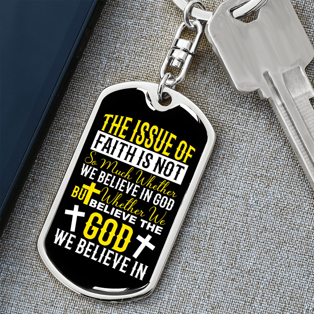 Issue Of Faith Keychain Stainless Steel or 18k Gold Dog Tag Keyring-Express Your Love Gifts
