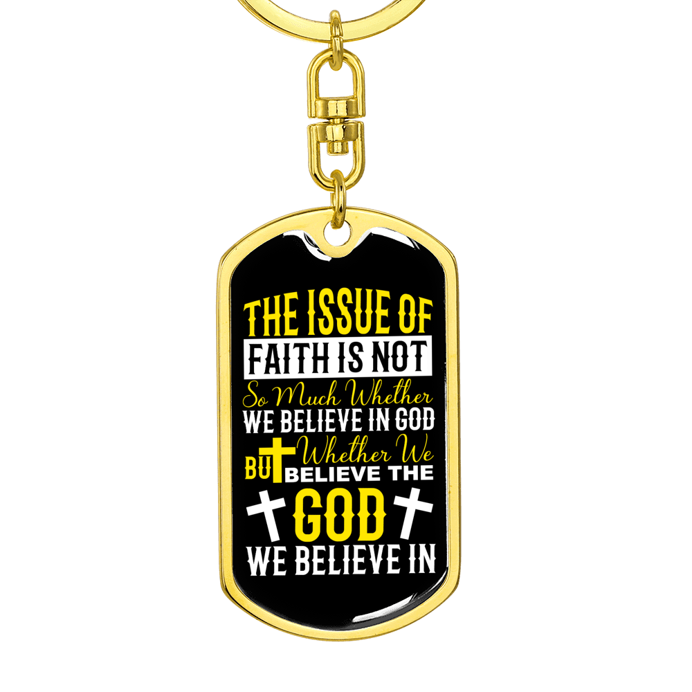 Issue Of Faith Keychain Stainless Steel or 18k Gold Dog Tag Keyring-Express Your Love Gifts