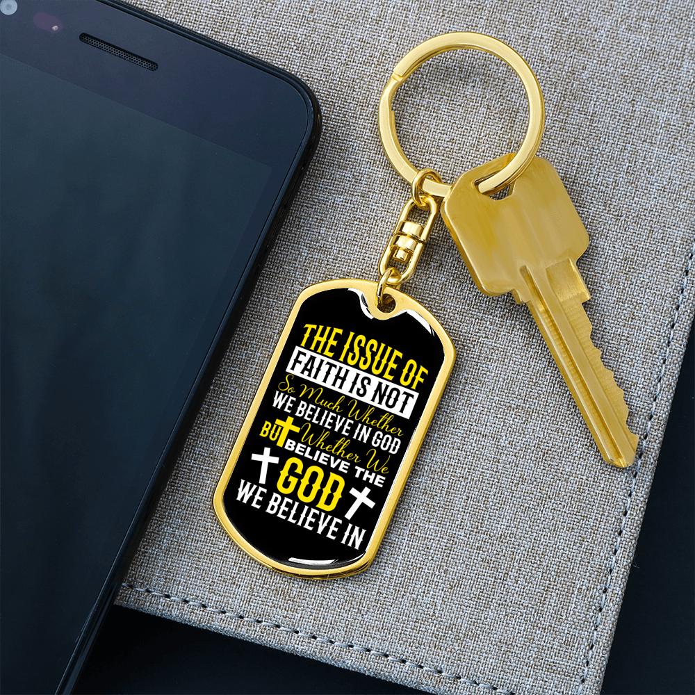 Issue Of Faith Keychain Stainless Steel or 18k Gold Dog Tag Keyring-Express Your Love Gifts