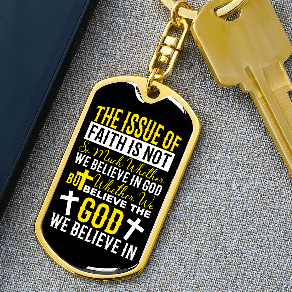 Issue Of Faith Keychain Stainless Steel or 18k Gold Dog Tag Keyring-Express Your Love Gifts
