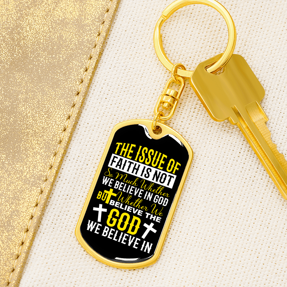 Issue Of Faith Keychain Stainless Steel or 18k Gold Dog Tag Keyring-Express Your Love Gifts