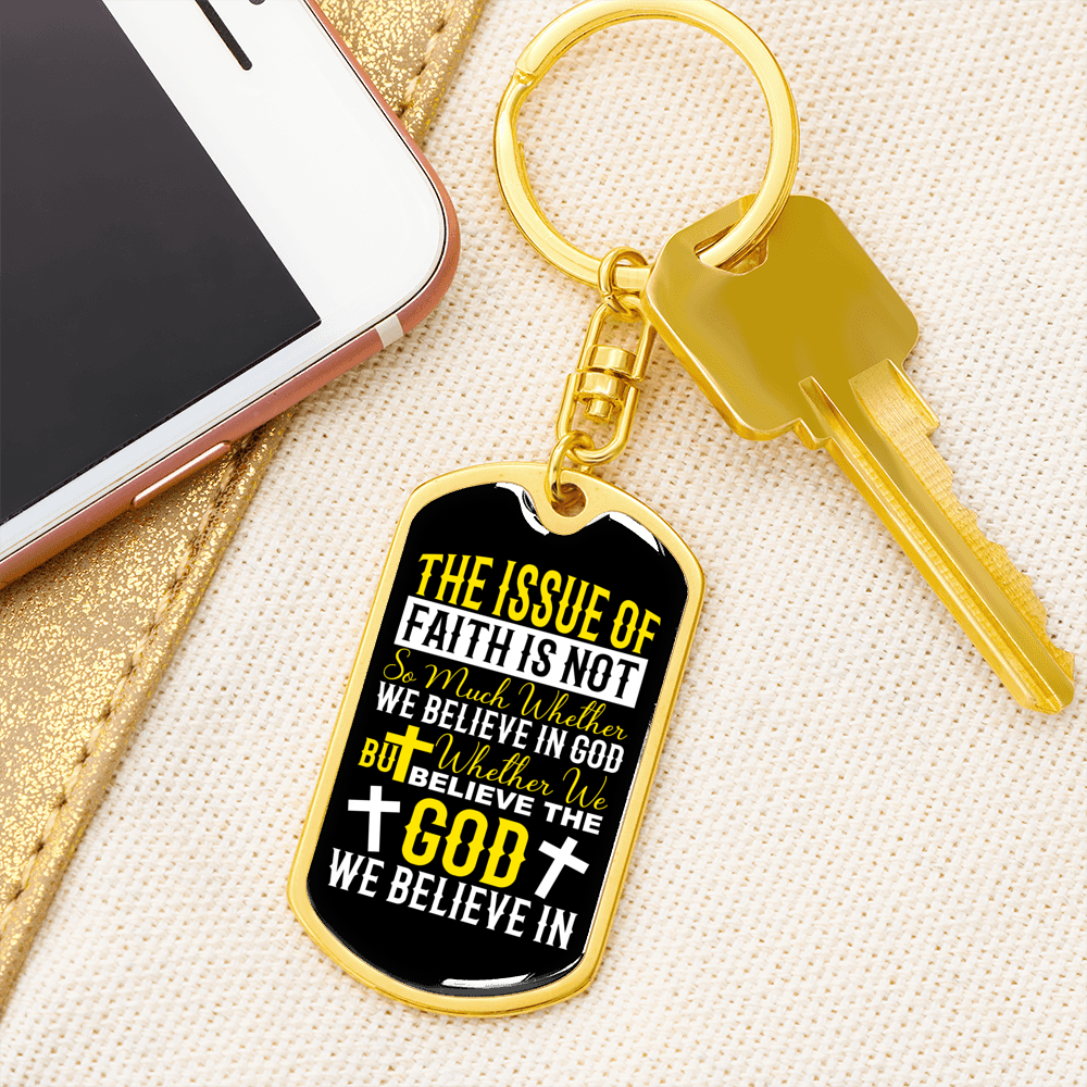 Issue Of Faith Keychain Stainless Steel or 18k Gold Dog Tag Keyring-Express Your Love Gifts