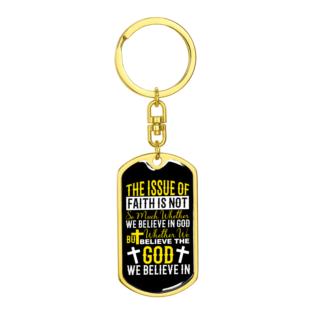 Issue Of Faith Stainless Steel or 18k Gold Premium Swivel Dog Tag Keychain
