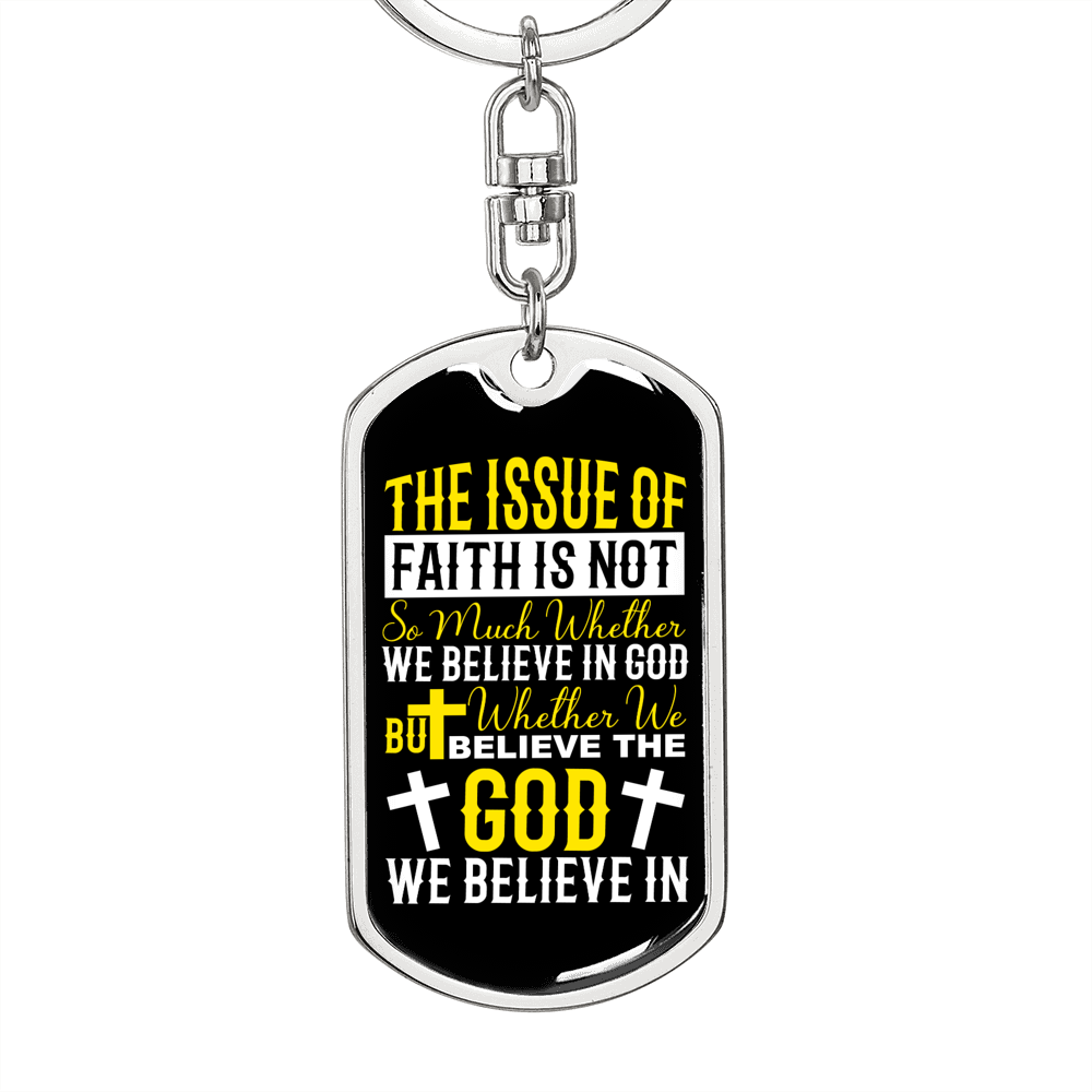 Issue Of Faith Keychain Stainless Steel or 18k Gold Dog Tag Keyring-Express Your Love Gifts