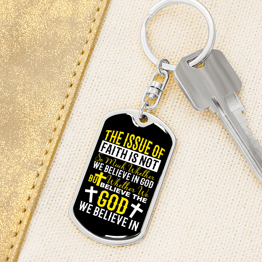 Issue Of Faith Keychain Stainless Steel or 18k Gold Dog Tag Keyring-Express Your Love Gifts