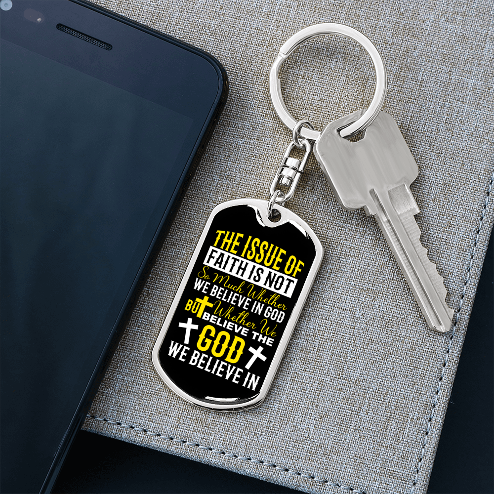 Issue Of Faith Keychain Stainless Steel or 18k Gold Dog Tag Keyring-Express Your Love Gifts