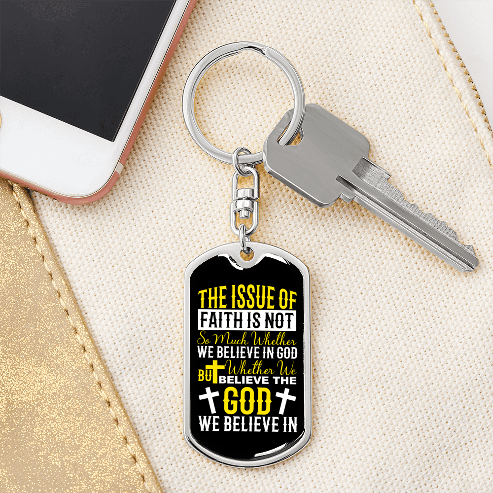 Issue Of Faith Keychain Stainless Steel or 18k Gold Dog Tag Keyring-Express Your Love Gifts
