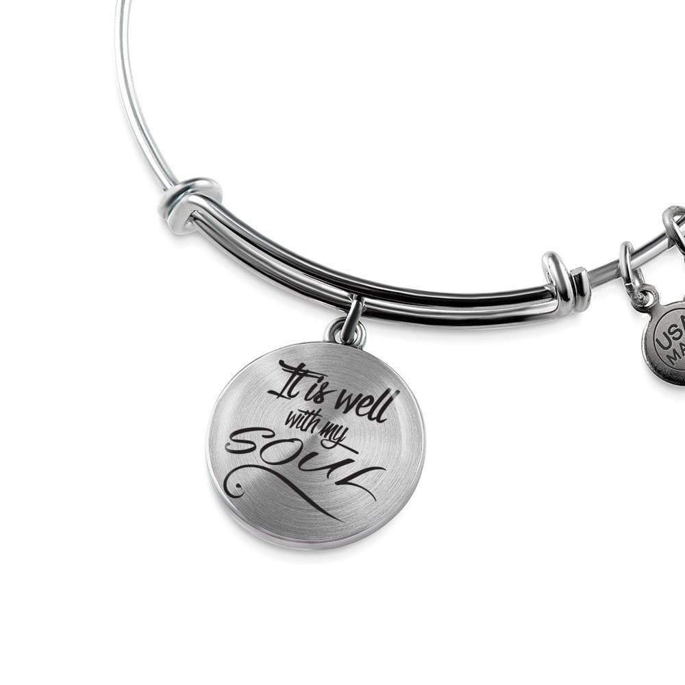 It Is Well With My Soul Circle Bangle Stainless Steel or 18k Gold - Express Your Love Gifts