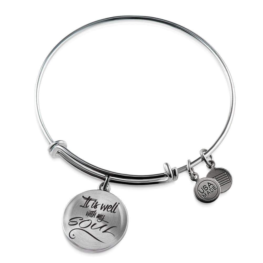 It Is Well With My Soul Circle Bangle Stainless Steel or 18k Gold - Express Your Love Gifts