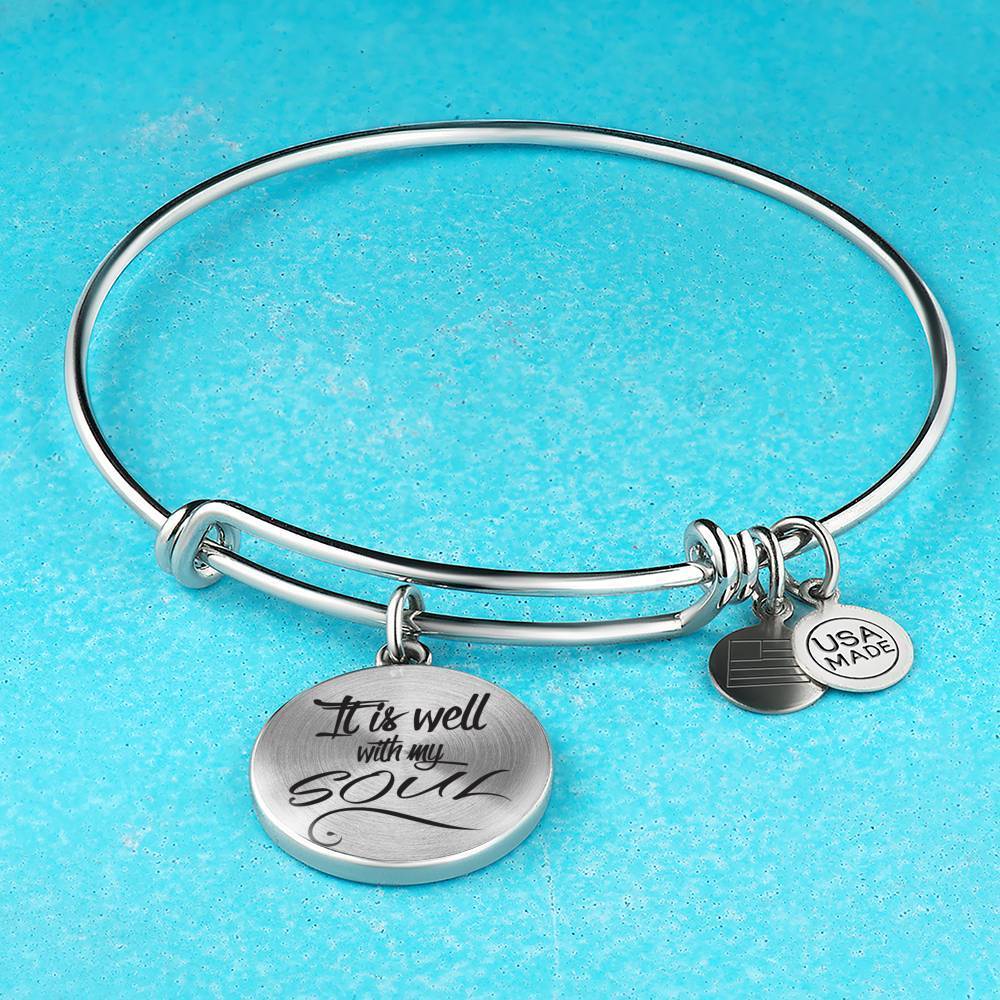 It Is Well With My Soul Circle Bangle Stainless Steel or 18k Gold - Express Your Love Gifts