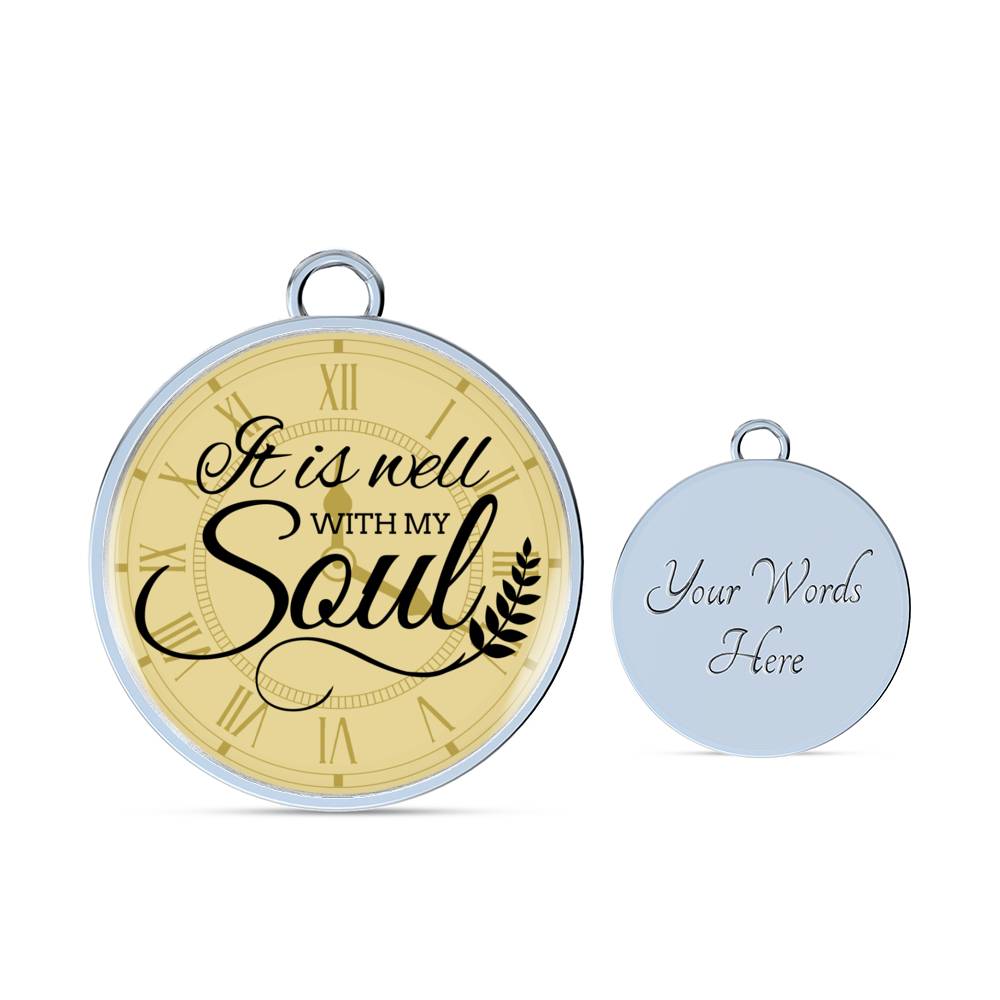 It Is Well With My Soul Circle Pendant Bangle Bracelet Stainless Steel or 18k Gold-Express Your Love Gifts