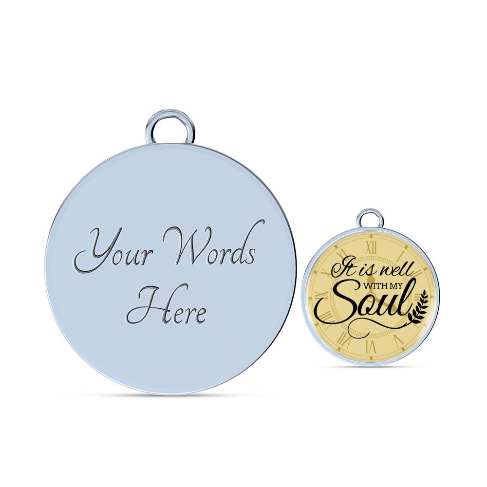 It Is Well With My Soul Circle Pendant Bangle Bracelet Stainless Steel or 18k Gold-Express Your Love Gifts