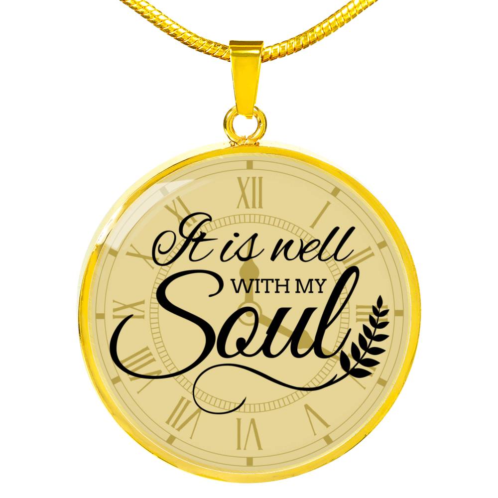 It Is Well With My Soul Lamentations Circle Necklace Stainless Steel or 18k Gold 18-22"-Express Your Love Gifts