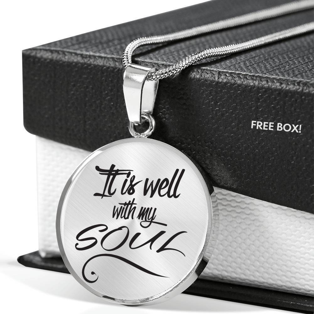It Is Well With My Soul Plain Circle Necklace Stainless Steel or 18k Gold 18-22"-Express Your Love Gifts