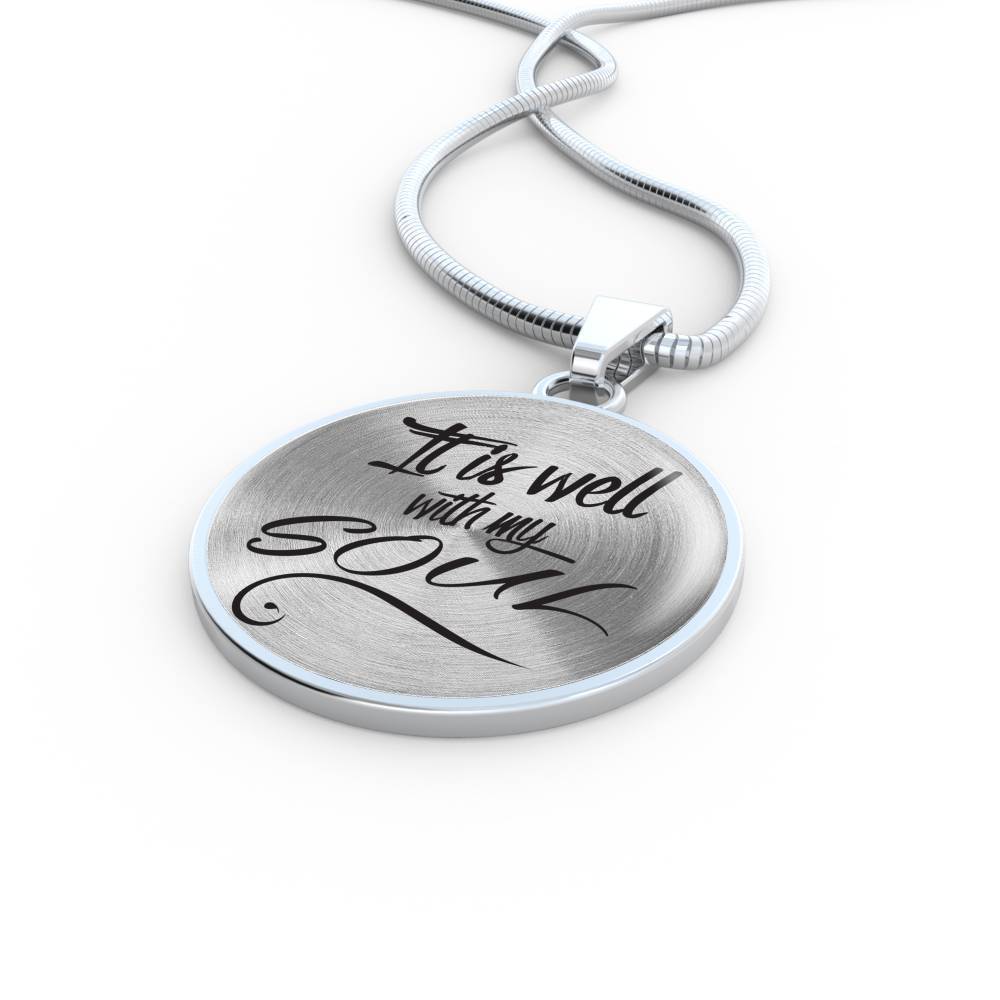 It Is Well With My Soul Plain Circle Necklace Stainless Steel or 18k Gold 18-22"-Express Your Love Gifts