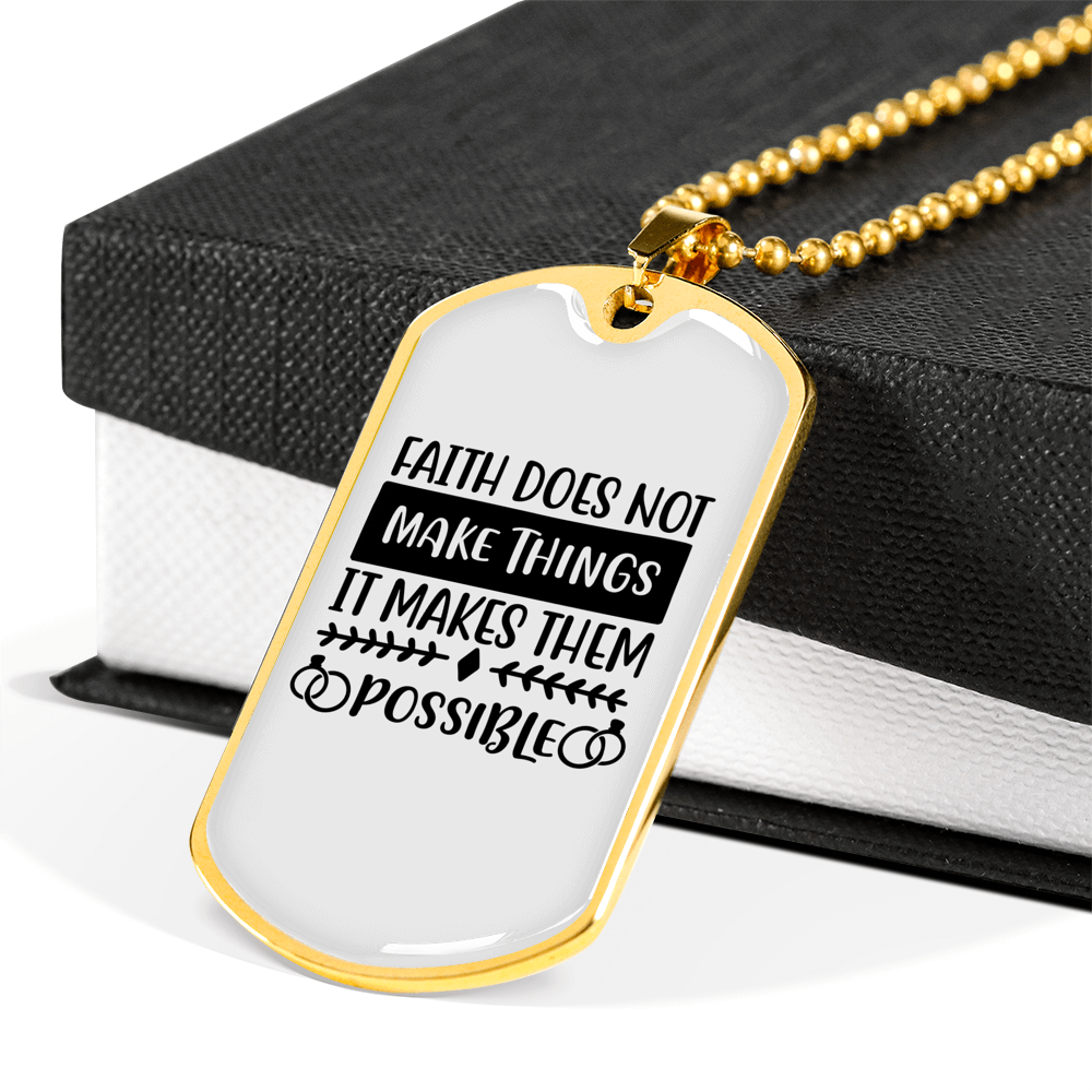 It Makes Them Possible Christian Necklace Stainless Steel or 18k Gold Dog Tag 24" Chain-Express Your Love Gifts