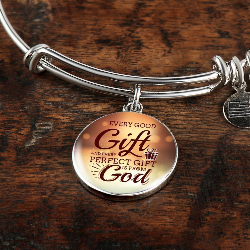 James 1:17 Perfect Gift Stainless Steel or 18k Gold Circle Bangle Bracelet - Express Your Love Gifts