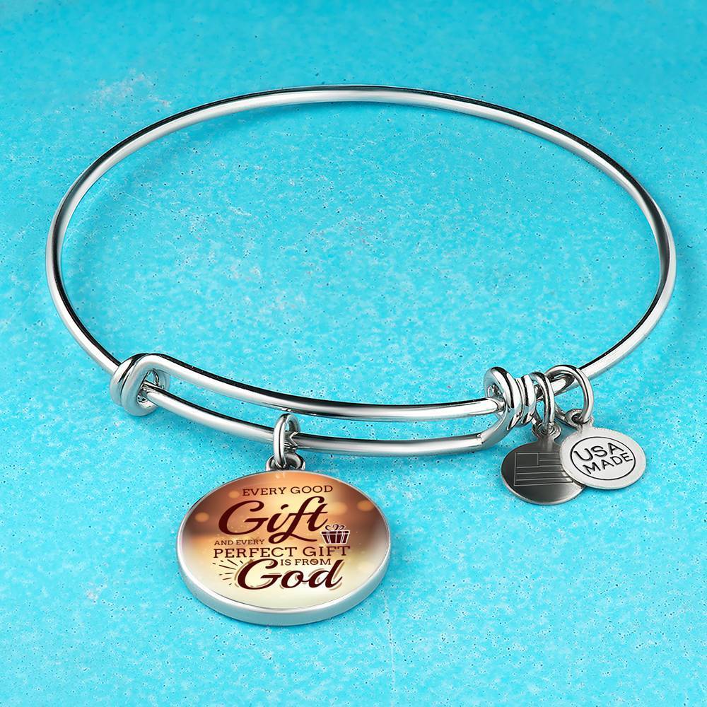 James 1:17 Perfect Gift Stainless Steel or 18k Gold Circle Bangle Bracelet - Express Your Love Gifts