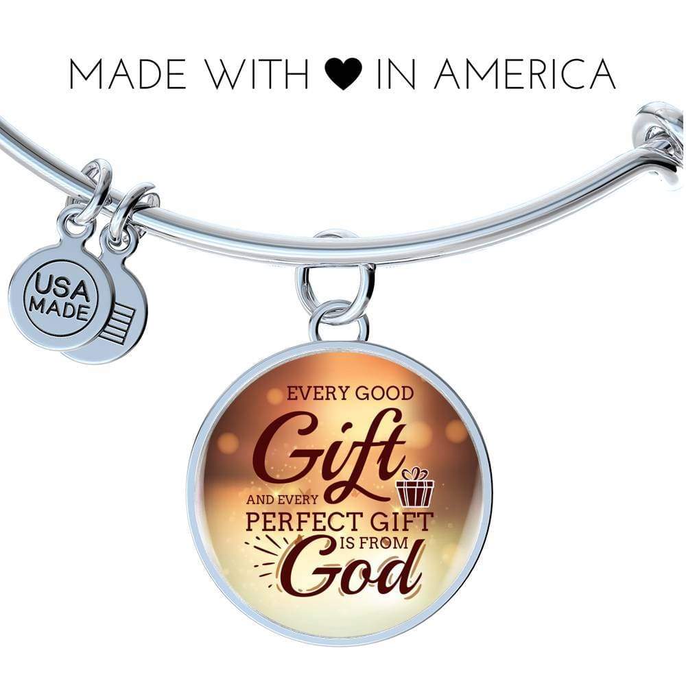 James 1:17 Perfect Gift Stainless Steel or 18k Gold Circle Bangle Bracelet - Express Your Love Gifts