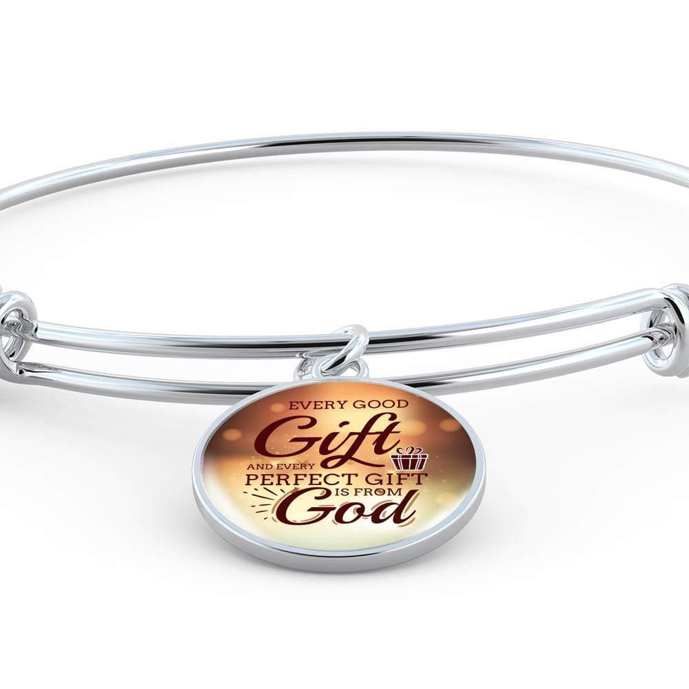 James 1:17 Perfect Gift Stainless Steel or 18k Gold Circle Bangle Bracelet - Express Your Love Gifts