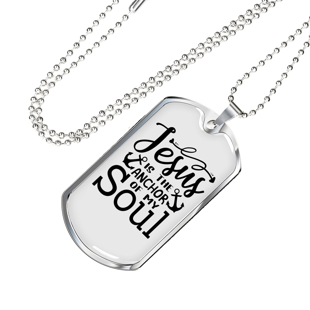 Jesus Anchor Soul Christian Necklace Stainless Steel or 18k Gold Dog Tag 24" Chain-Express Your Love Gifts