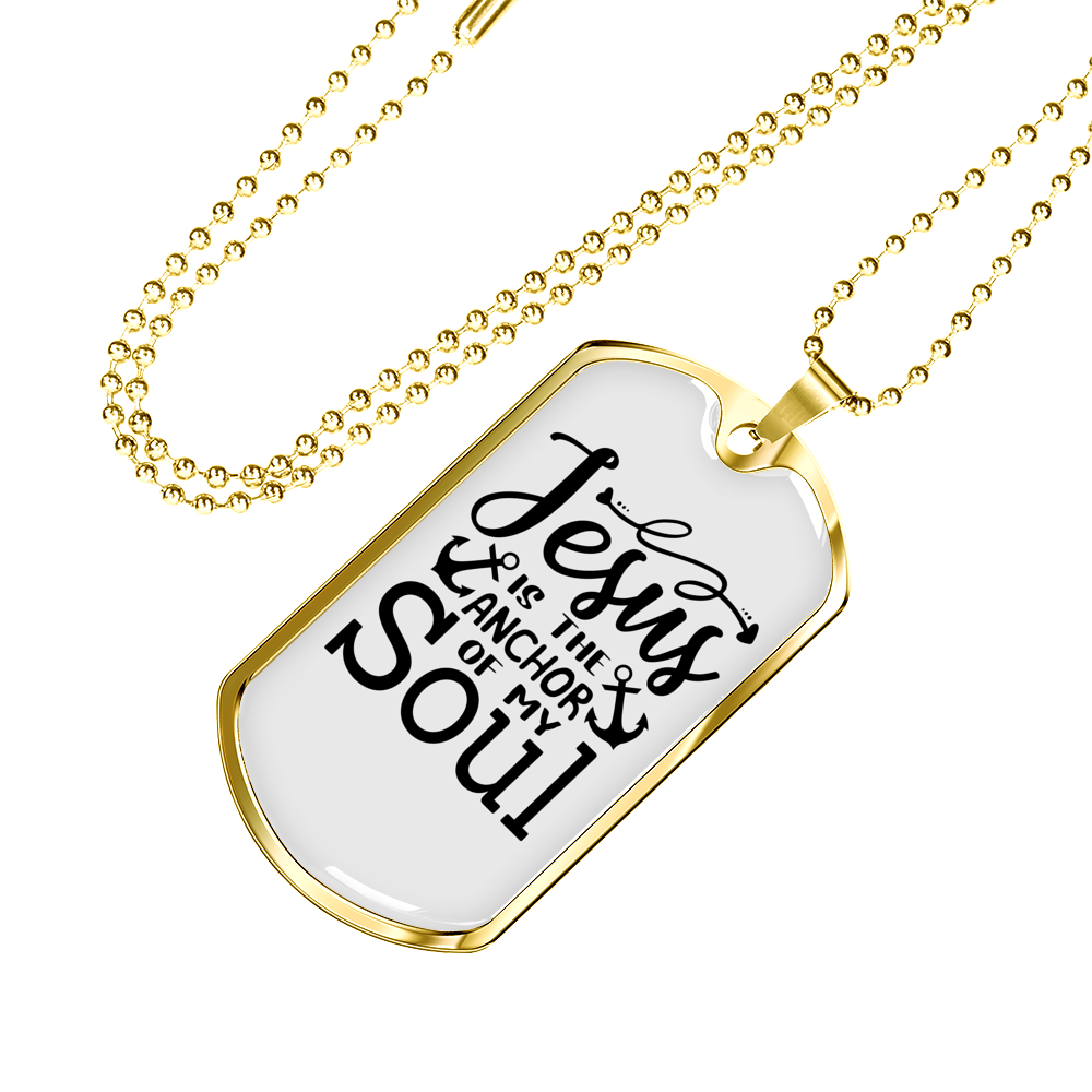 Jesus Anchor Soul Christian Necklace Stainless Steel or 18k Gold Dog Tag 24" Chain-Express Your Love Gifts