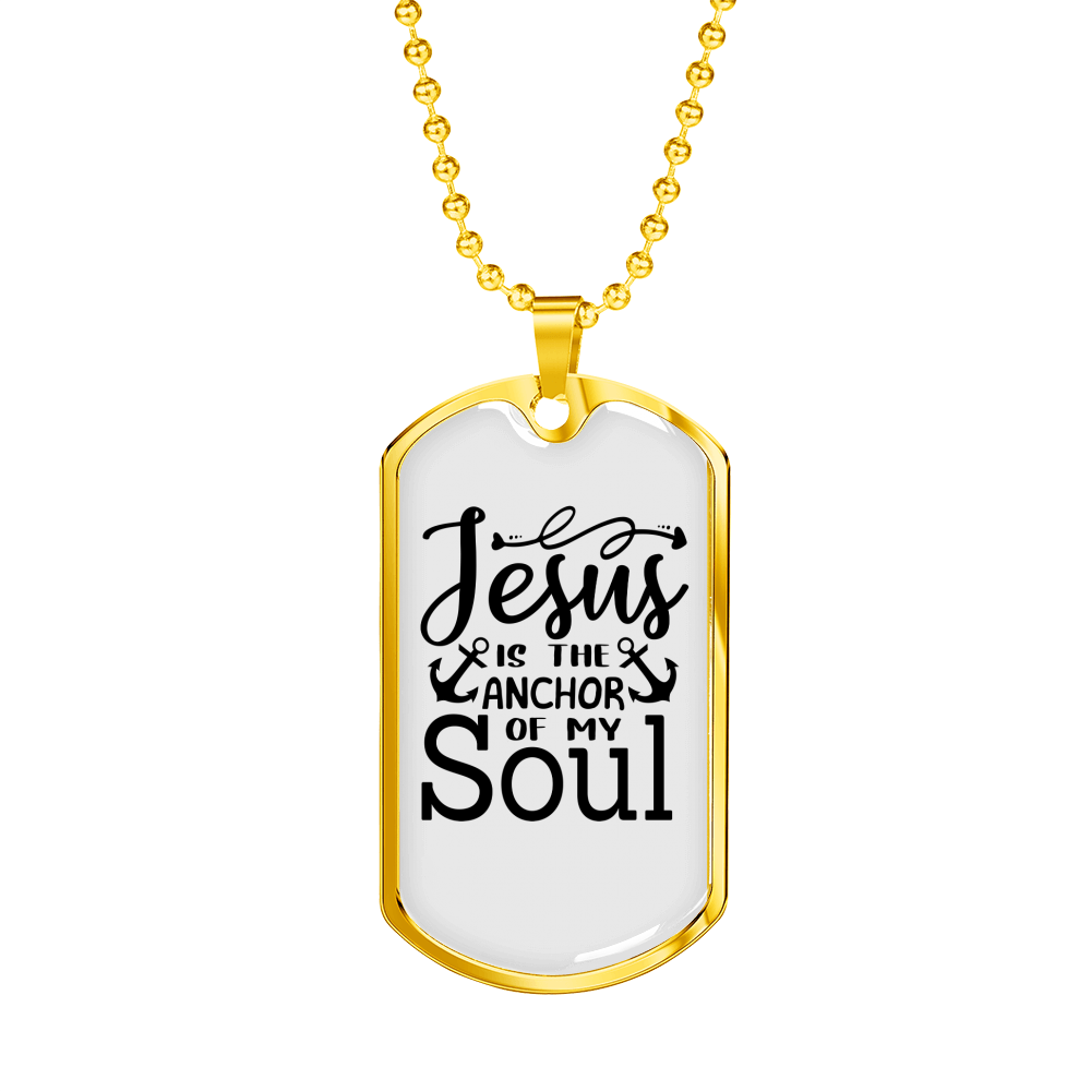 Jesus Anchor Soul Christian Necklace Stainless Steel or 18k Gold Dog Tag 24" Chain-Express Your Love Gifts