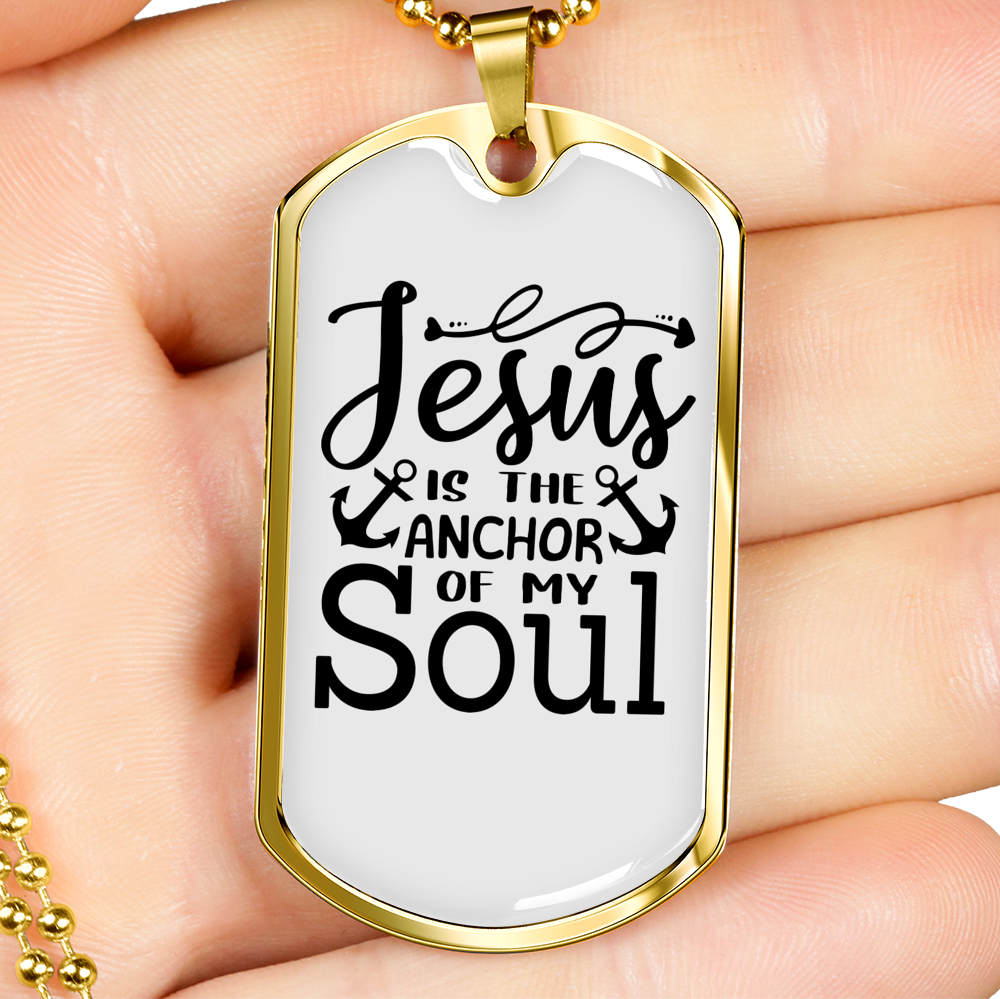 Jesus Anchor Soul Christian Necklace Stainless Steel or 18k Gold Dog Tag 24" Chain-Express Your Love Gifts