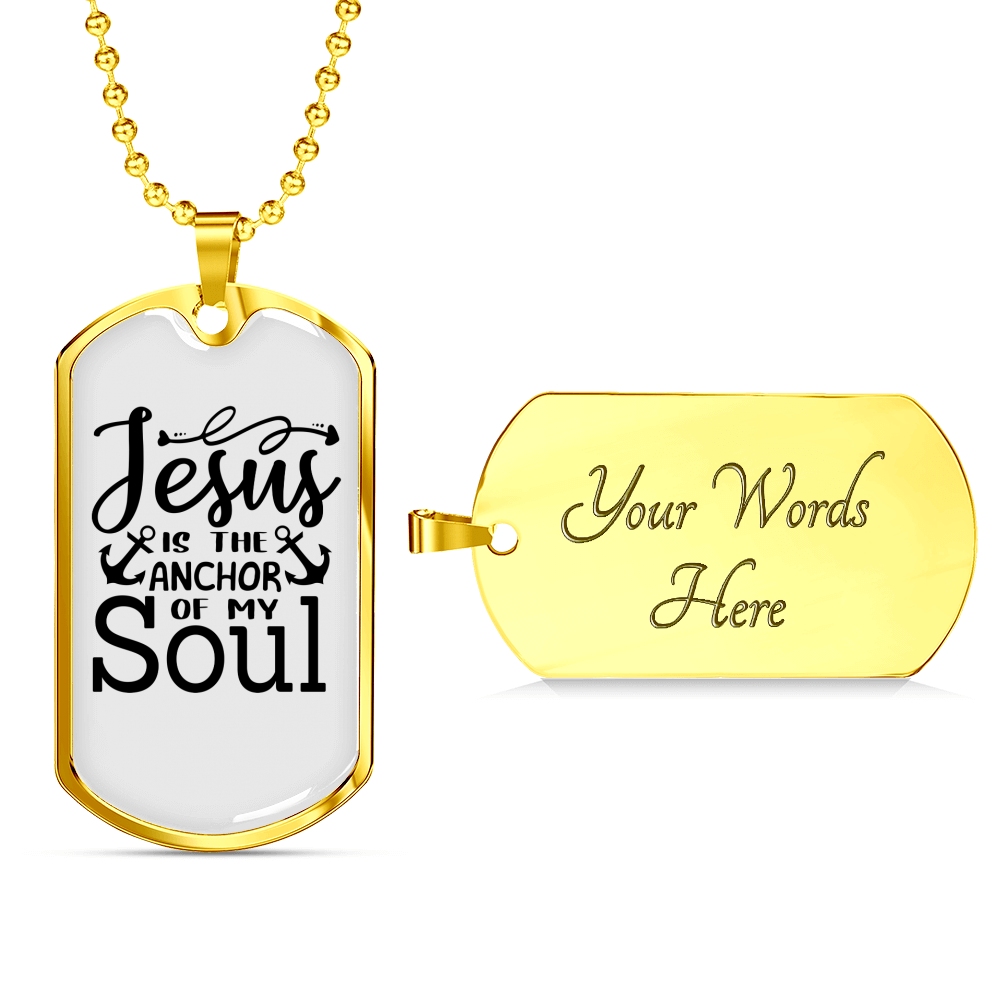 Jesus Anchor Soul Christian Necklace Stainless Steel or 18k Gold Dog Tag 24" Chain-Express Your Love Gifts
