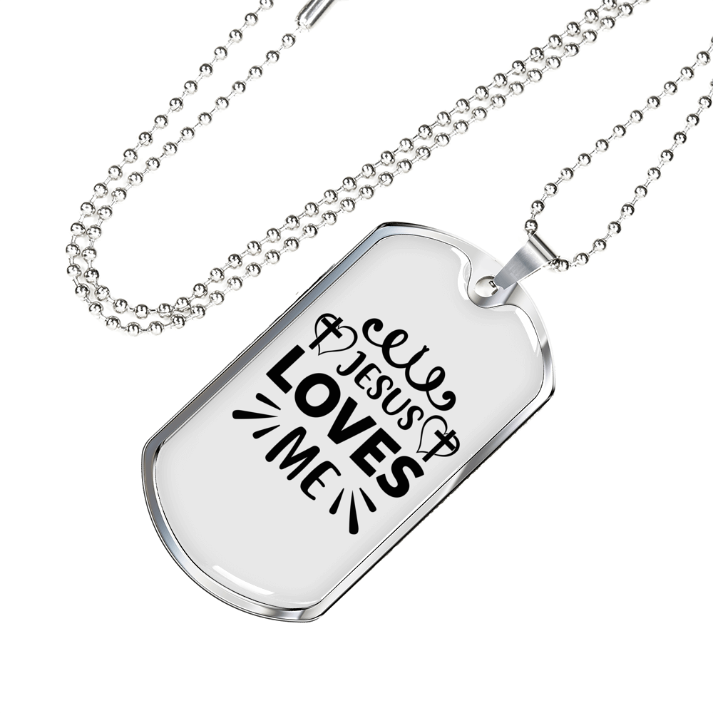 Jesus And Me Christian Necklace Stainless Steel or 18k Gold Dog Tag 24" Chain-Express Your Love Gifts