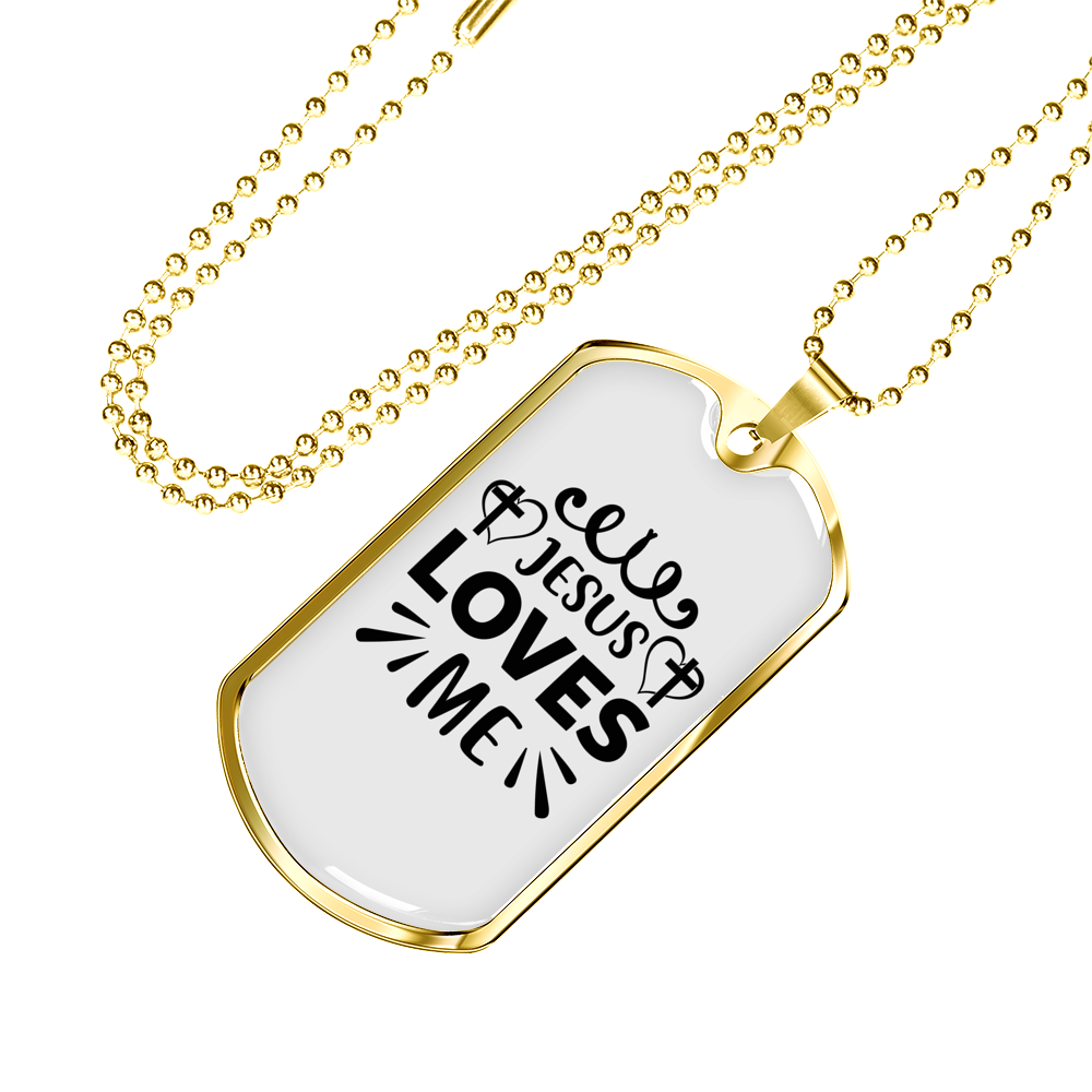 Jesus And Me Christian Necklace Stainless Steel or 18k Gold Dog Tag 24" Chain-Express Your Love Gifts