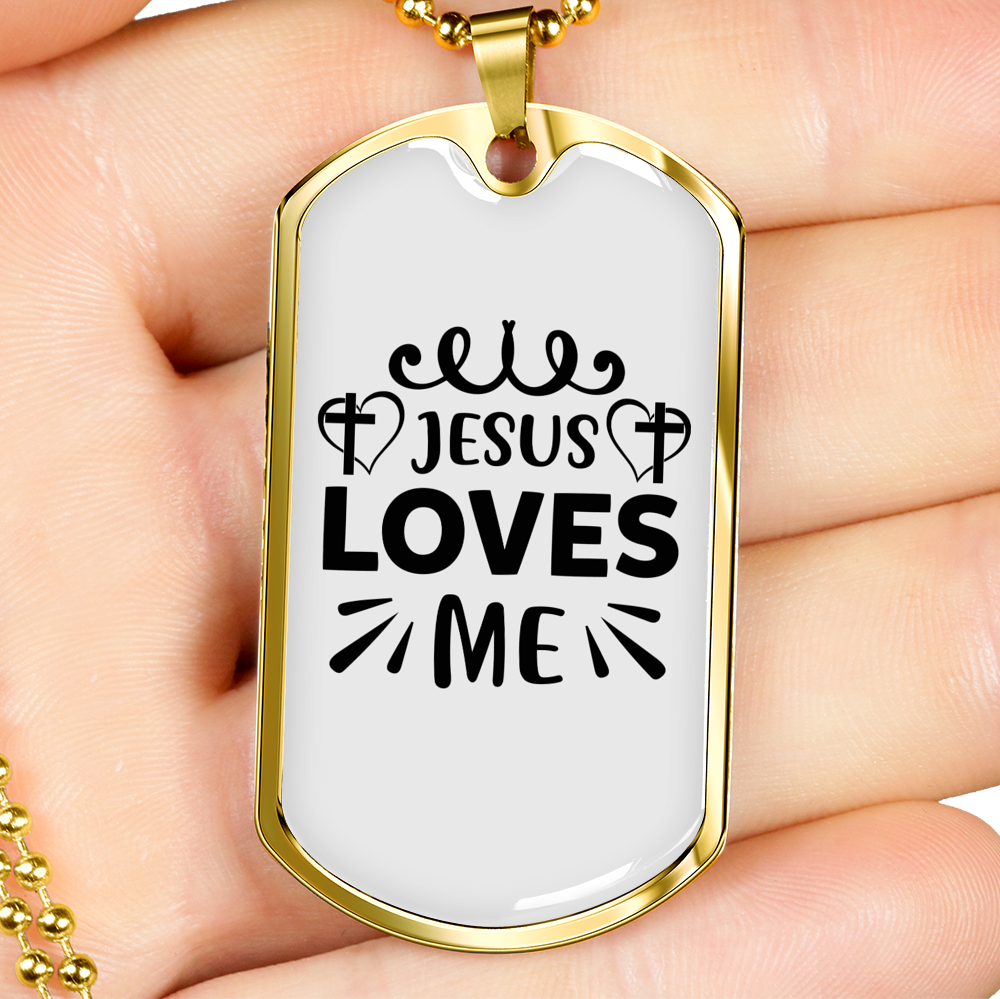Jesus And Me Christian Necklace Stainless Steel or 18k Gold Dog Tag 24" Chain-Express Your Love Gifts