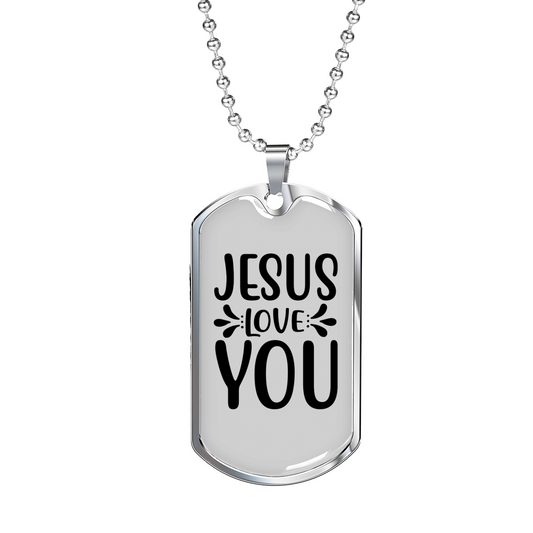 Jesus And You Christian Necklace Stainless Steel or 18k Gold Dog Tag 24" Chain-Express Your Love Gifts