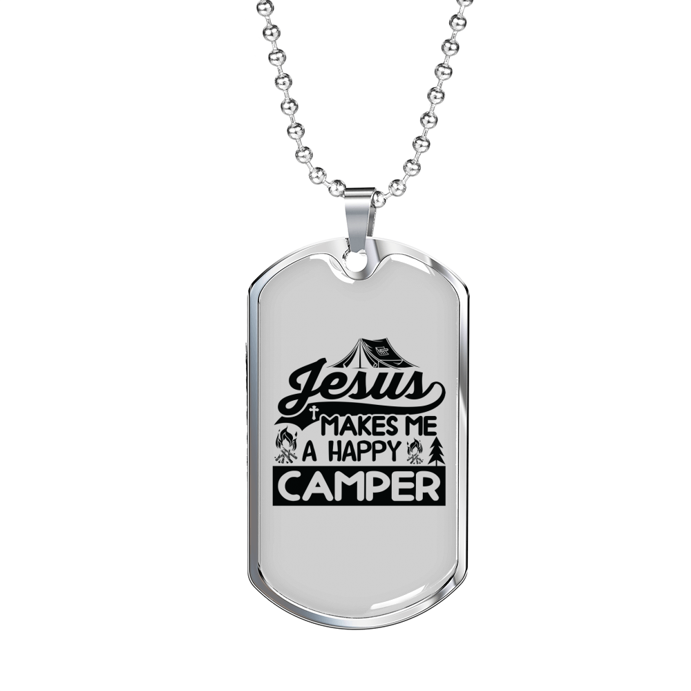 Jesus Camper Christian Necklace Stainless Steel or 18k Gold Dog Tag 24" Chain-Express Your Love Gifts