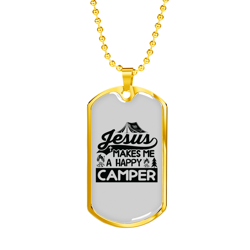 Jesus Camper Christian Necklace Stainless Steel or 18k Gold Dog Tag 24" Chain-Express Your Love Gifts