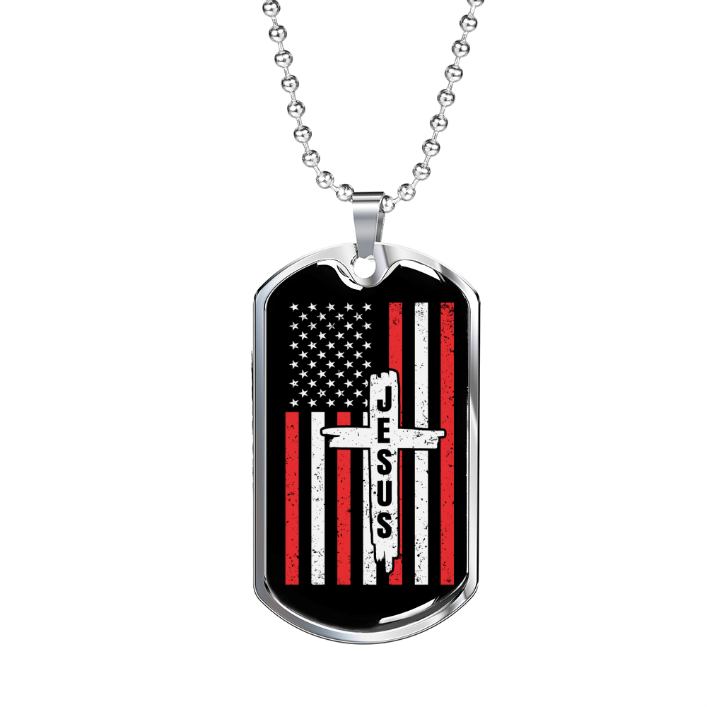 Jesus Christian Necklace Stainless Steel or 18k Gold Dog Tag 24" Chain-Express Your Love Gifts