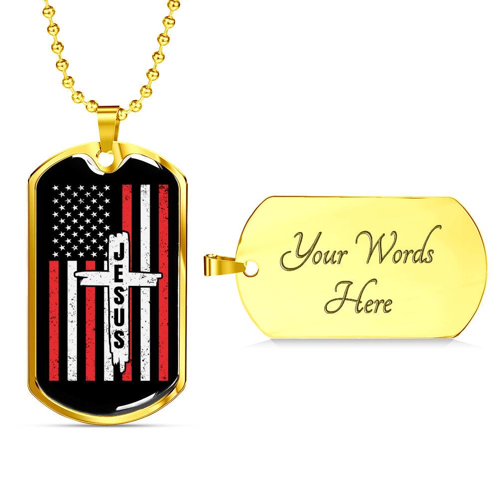Jesus Christian Necklace Stainless Steel or 18k Gold Dog Tag 24" Chain-Express Your Love Gifts