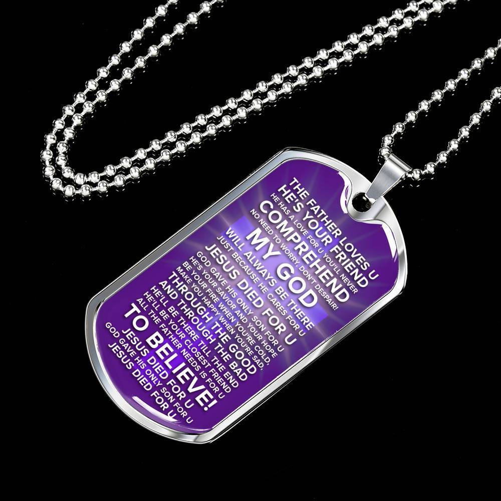 Jesus Died For You Galatians Necklace Stainless Steel or 18k Gold Dog Tag 24" Chain-Express Your Love Gifts