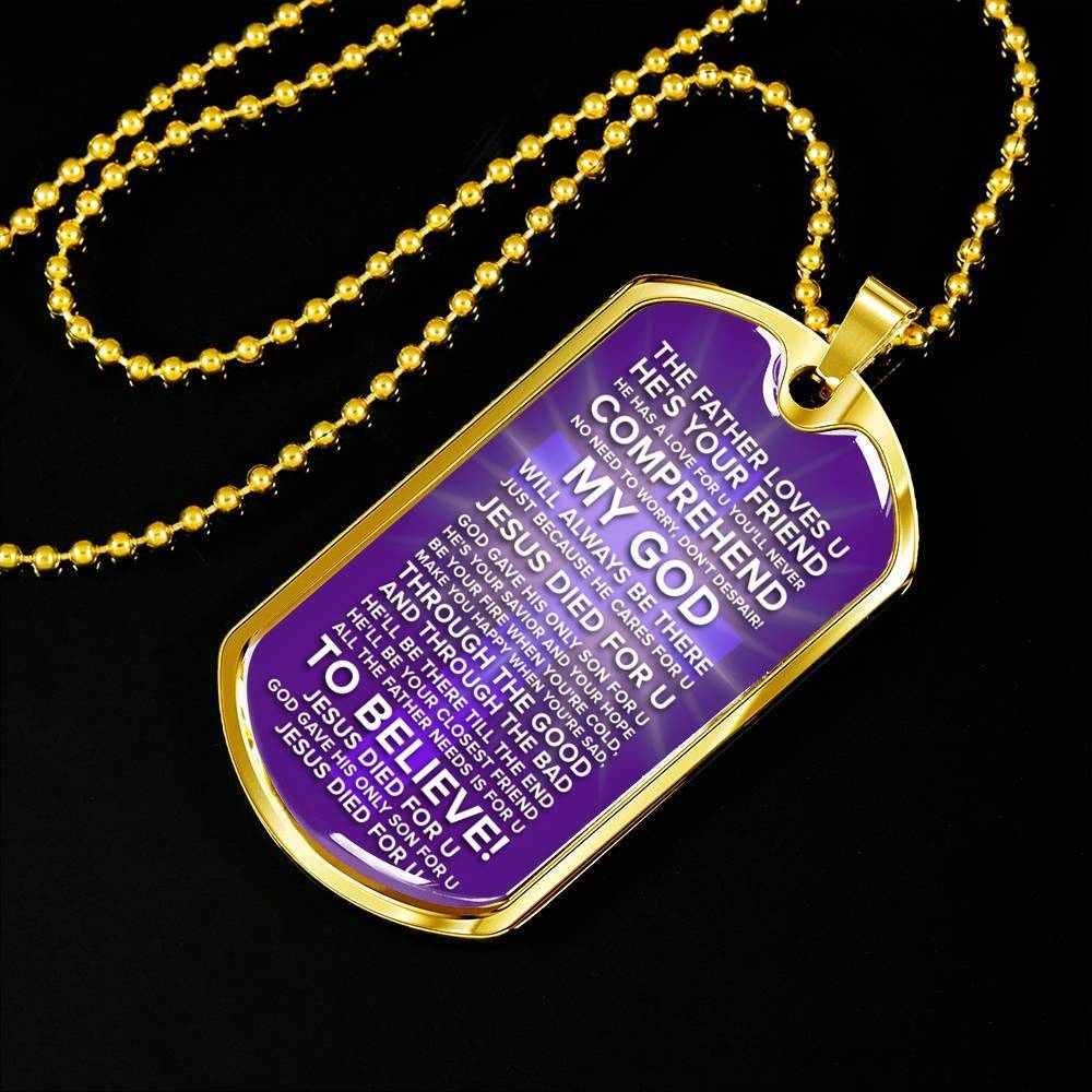 Jesus Died For You Galatians Necklace Stainless Steel or 18k Gold Dog Tag 24" Chain-Express Your Love Gifts