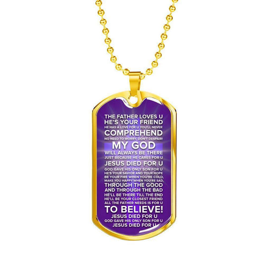 Jesus Died For You Galatians Bible Verse Gift Galatians Necklace Stainless Steel or 18k Gold Dog Tag w 24" Chain
