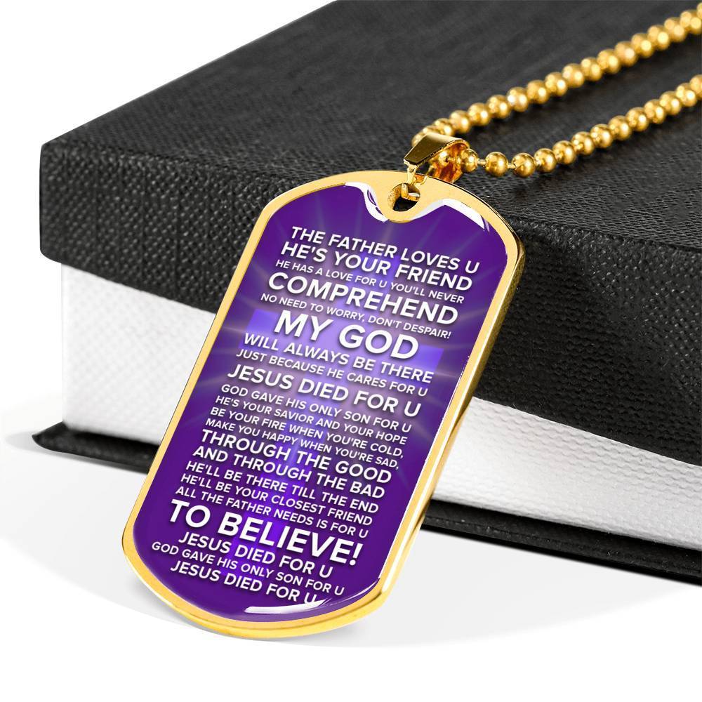 Jesus Died For You Galatians Necklace Stainless Steel or 18k Gold Dog Tag 24" Chain-Express Your Love Gifts