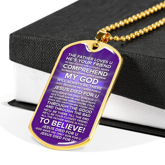 Jesus Died For You Galatians Necklace Stainless Steel or 18k Gold Dog Tag 24" Chain-Express Your Love Gifts
