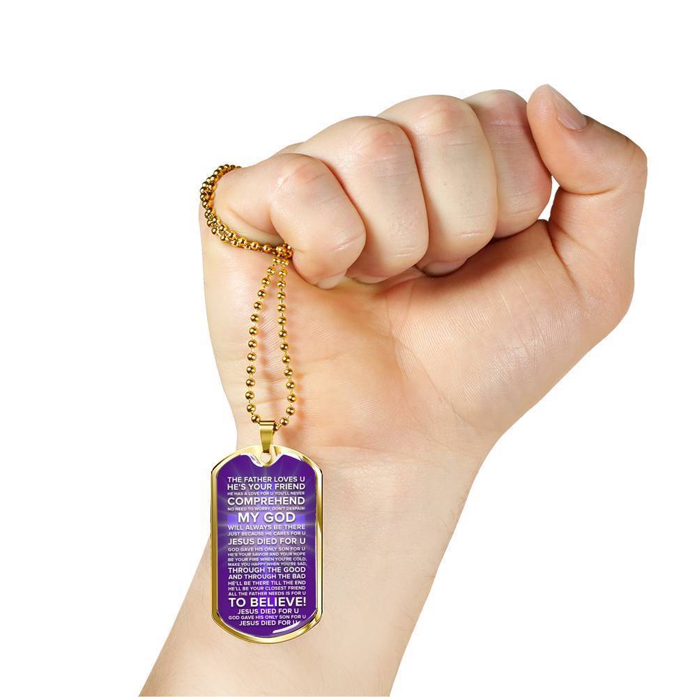 Jesus Died For You Galatians Necklace Stainless Steel or 18k Gold Dog Tag 24" Chain-Express Your Love Gifts