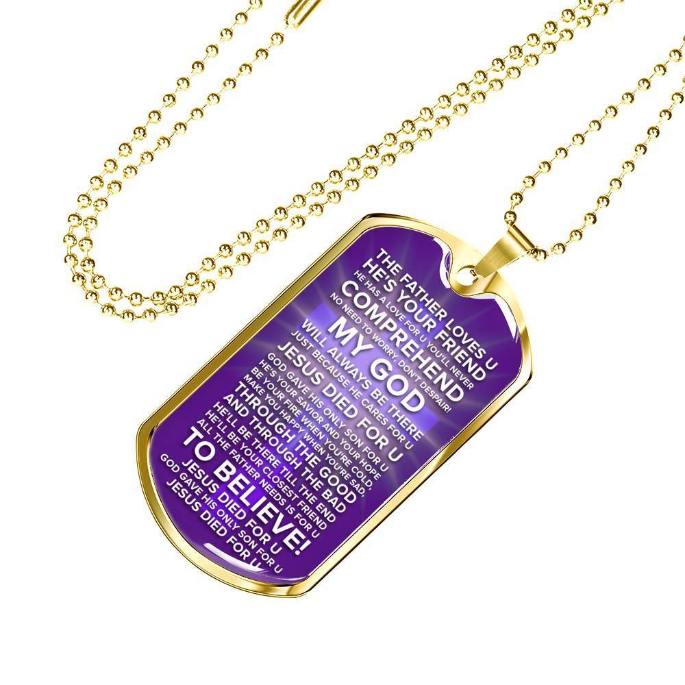 Jesus Died For You Galatians Necklace Stainless Steel or 18k Gold Dog Tag 24" Chain-Express Your Love Gifts